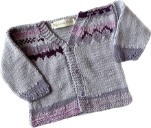 Load image into Gallery viewer, Pastel Purple Hand-knitted Cardigan | months 3-6
