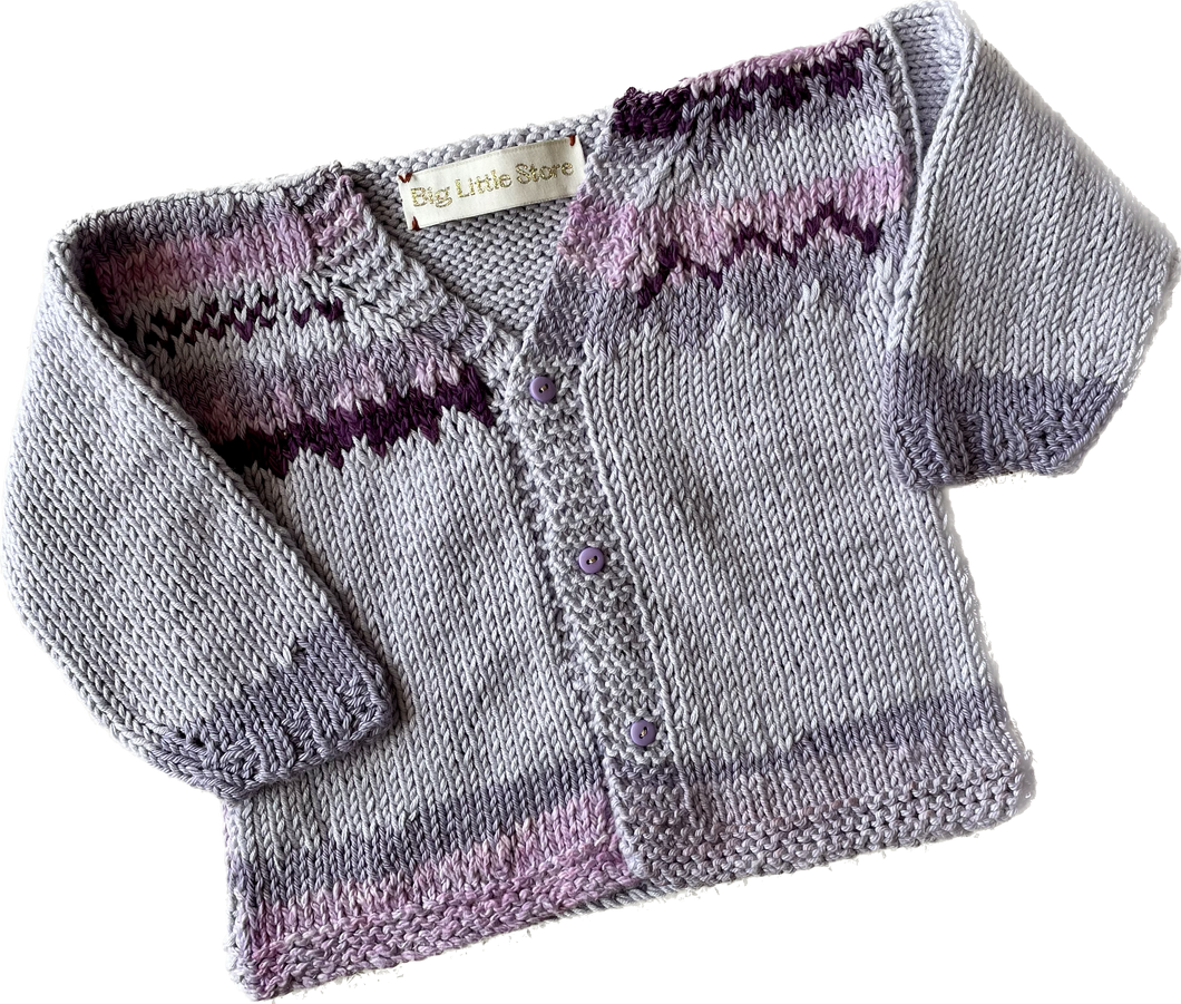 Pastel Purple Hand-knitted Cardigan | months 3-6