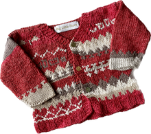 Load image into Gallery viewer, Red Wool Hand-knitted Cardigan | months 6-12
