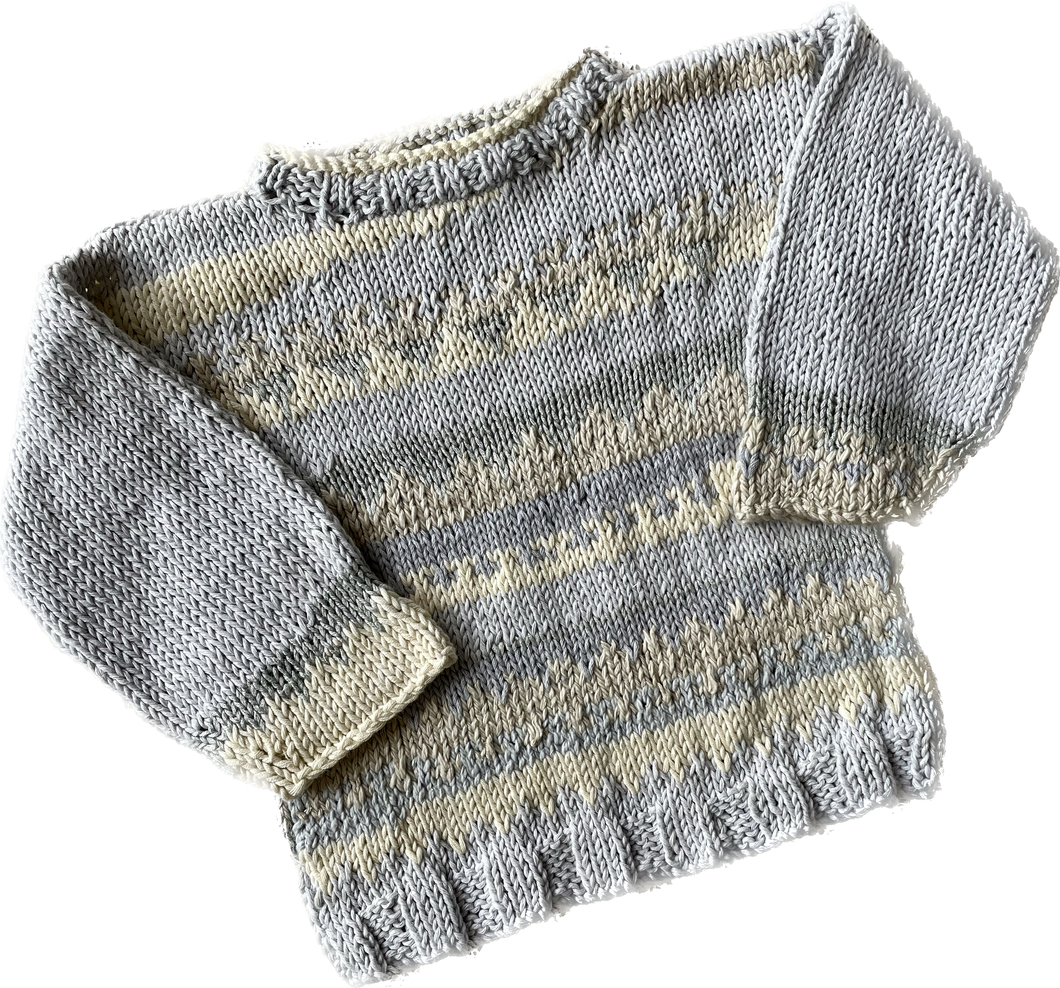 Pale Grey Hand-knitted Jumper | years 1-2