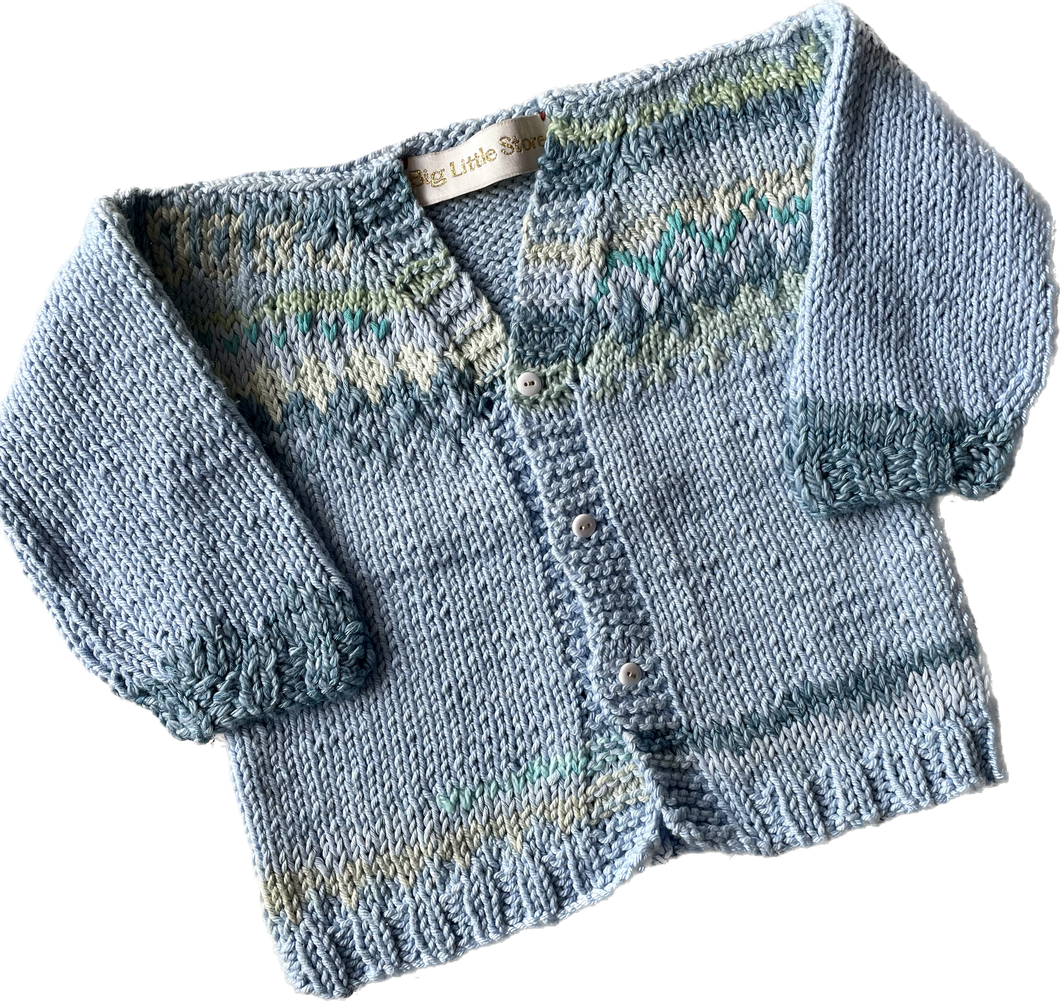 Blue Hand-knitted Cardigan | months 3-6