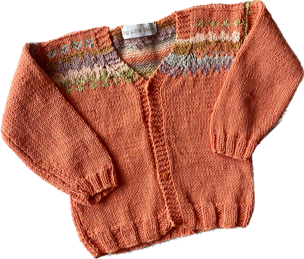 Orange Hand-knitted Cardigan | years 1-2