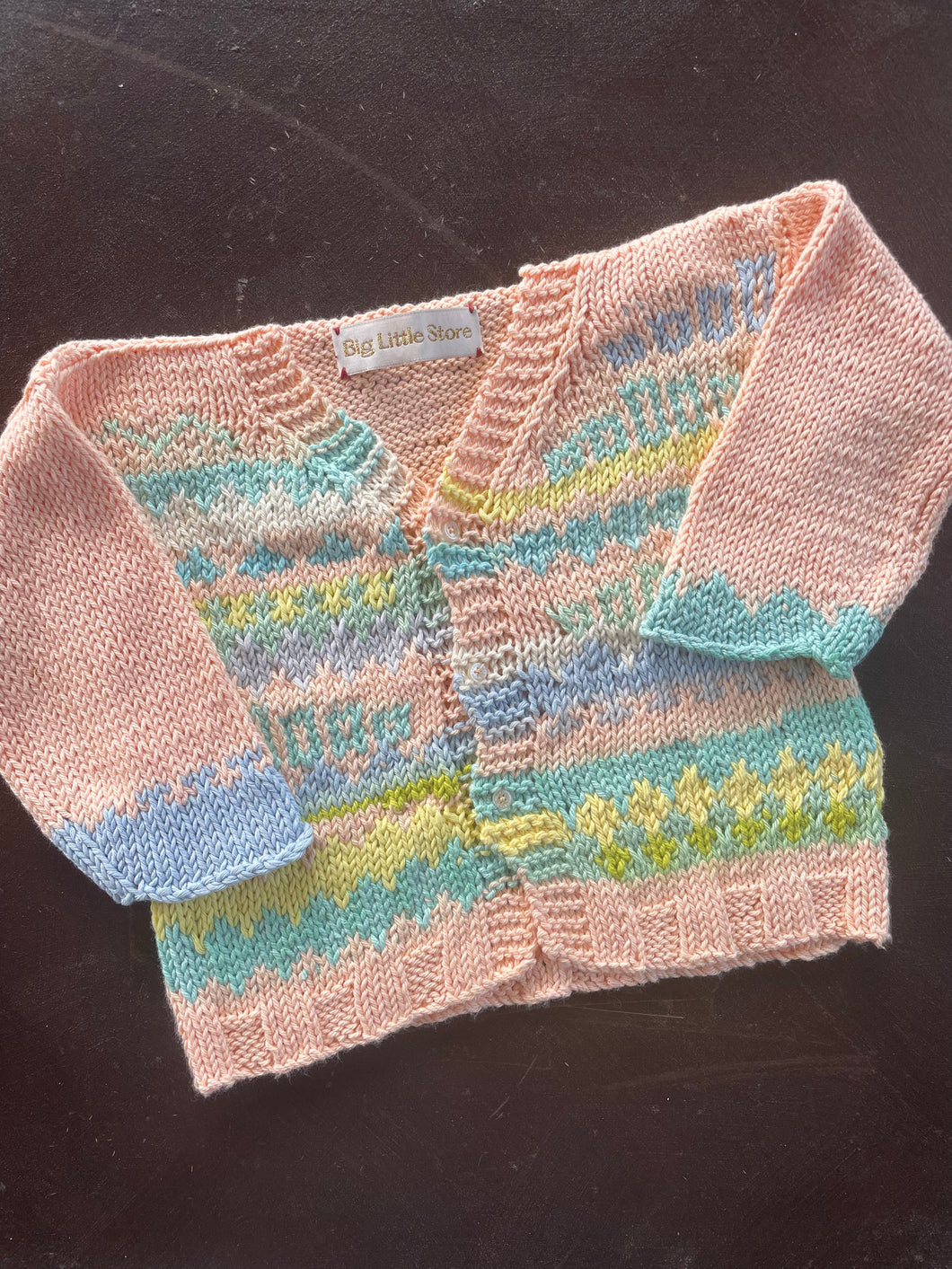 Pink Wool Hand-Knitted Cardigan | years 2-3