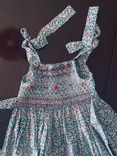 Load image into Gallery viewer, Blue &amp; Red Hand-smocked Summer Dress | years 3-4
