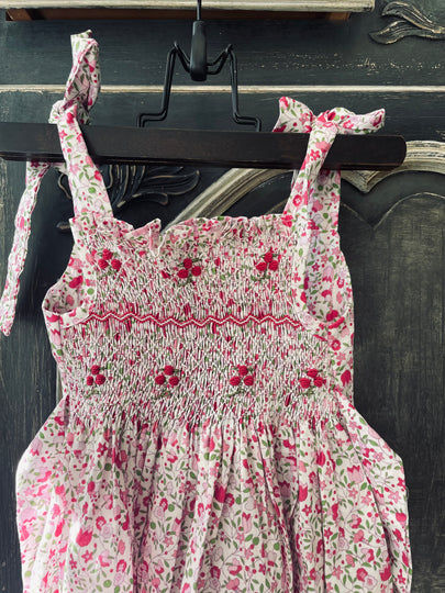 Pink Hand-smocked Summer Dress | years 3-4