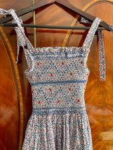 Load image into Gallery viewer, Blue &amp; Red Floral Hand-smocked Summer Dress | adult
