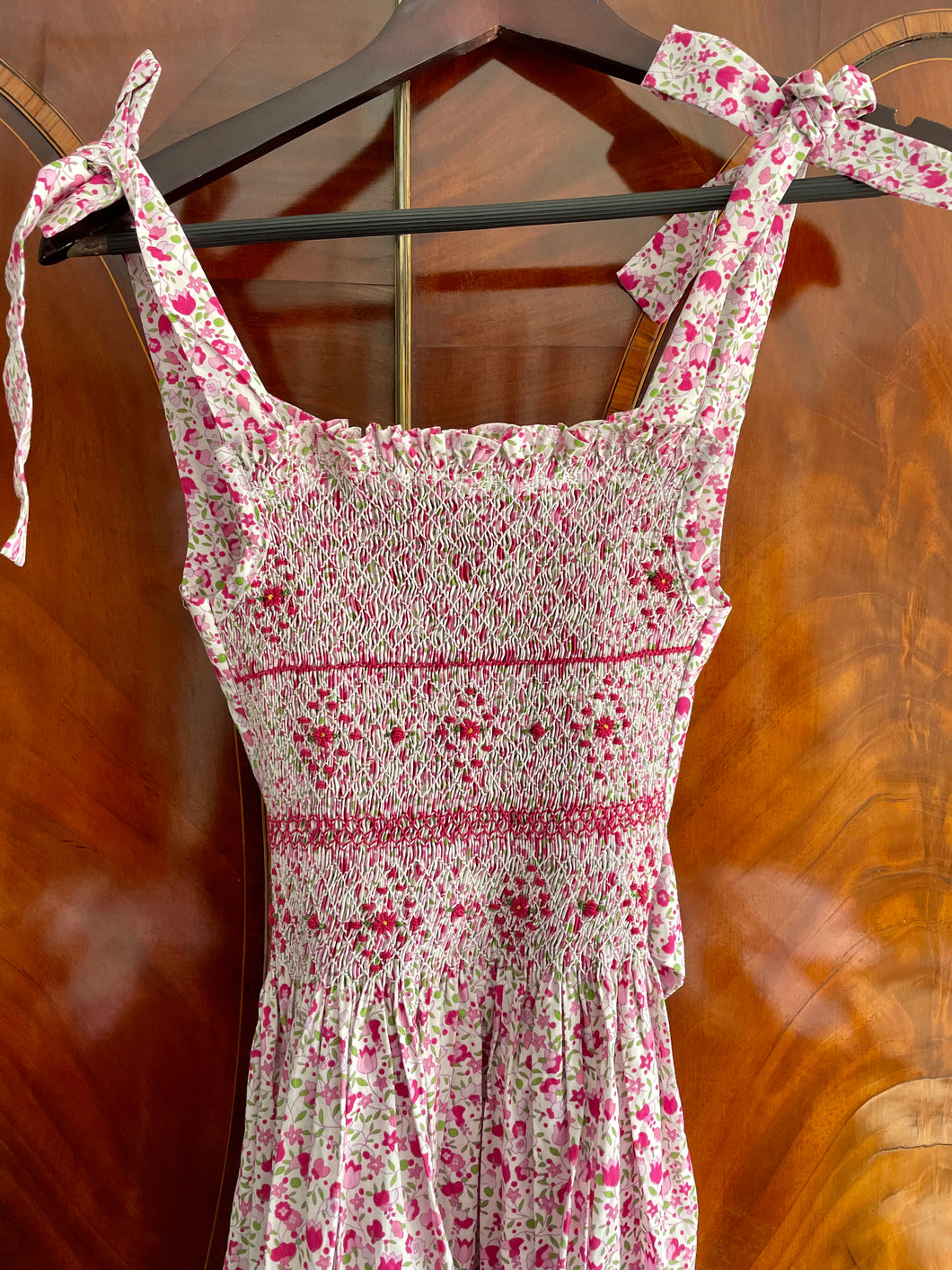 Pink Floral Hand-smocked Summer Dress | adult