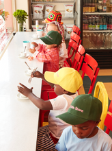 Load image into Gallery viewer, Kids Orange Peak Hat with Aqua Embroidery
