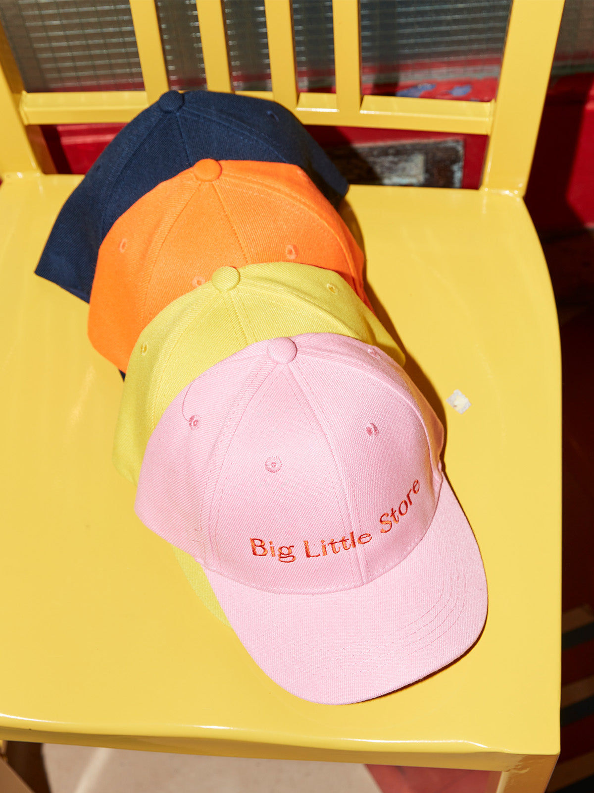 Kids' Navy Cap with 'Big Little Store' Red Embroidery