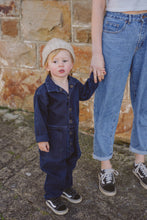 Load image into Gallery viewer, Boiler suit in washed navy cotton twill
