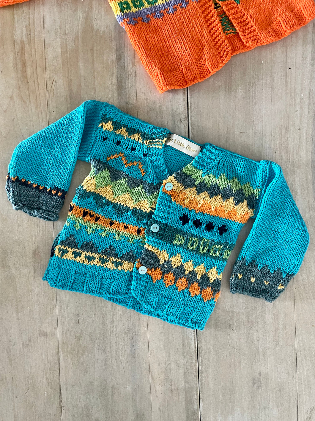 Bright Blue Hand-knitted Cardigan #66