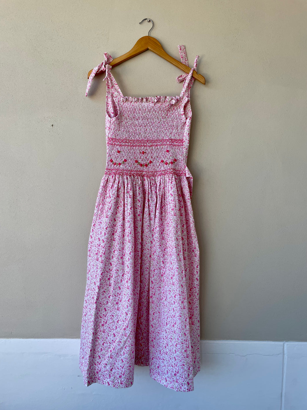 Pink Floral Hand-smocked summer dress #adult size