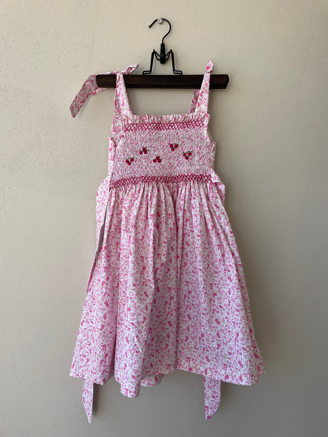 Pink Floral Hand-smocked summer dress #5 years