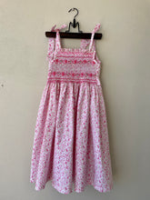 Load image into Gallery viewer, Pink Floral Hand-smocked summer dress #7 years

