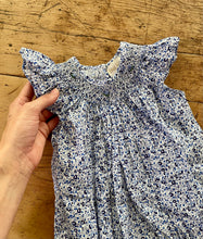 Load image into Gallery viewer, Hand-smocked Blue Floral Romper
