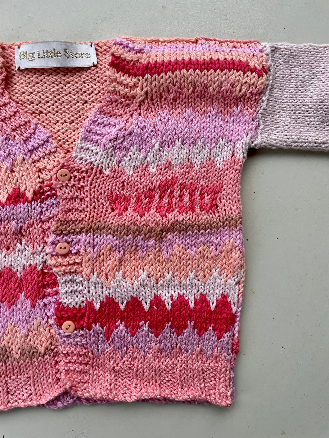 Pastel Pink Hand-knitted Cardigan - 1-2 years