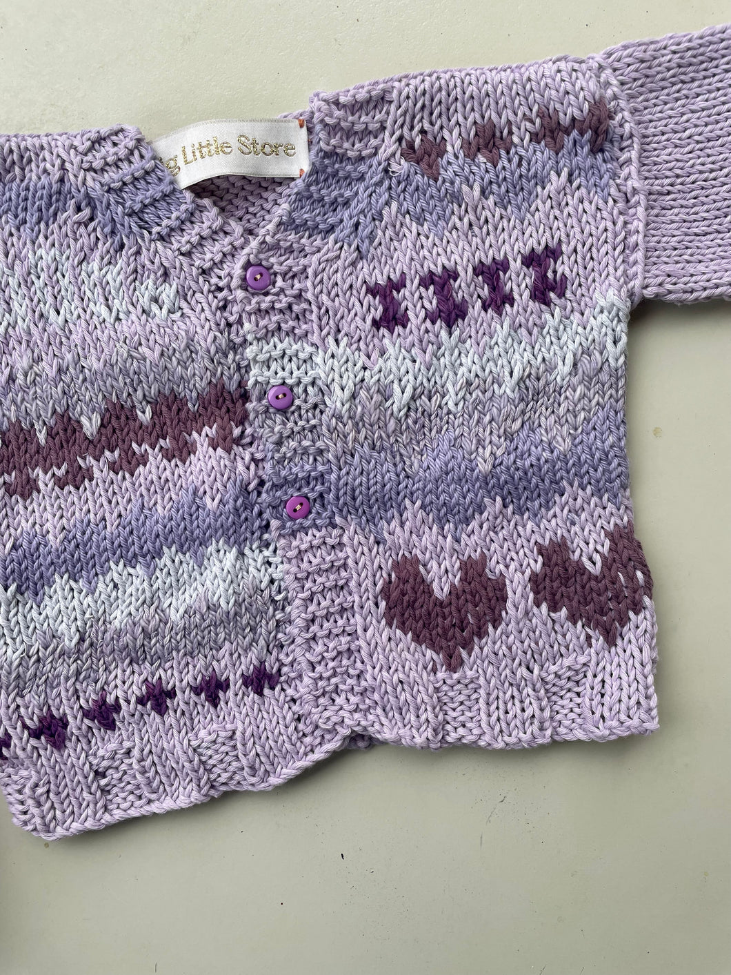 Pastel Purple Hand-knitted Cardigan 3-6 months
