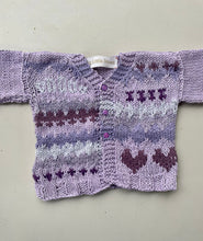 Load image into Gallery viewer, Pastel Purple Hand-knitted Cardigan 3-6 months
