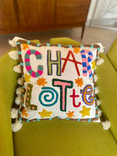 Load image into Gallery viewer, Tasseled little treasure name cushion (made to order)

